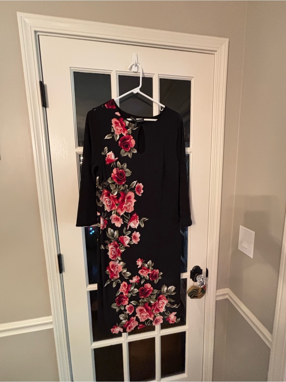 White House Black Market Black Midi Floral Dress, dress is reversible, Large